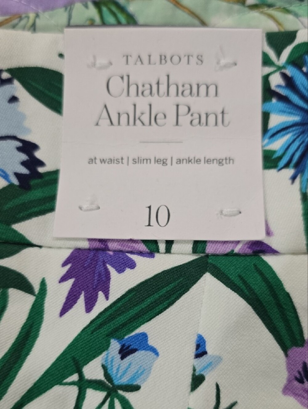 NWT-Talbots Chatham Pants with Purple, Blue & Green Floral Print - Picture 6 of 8